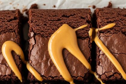 Chocolate Brownies With Peanut Butter Drizzle