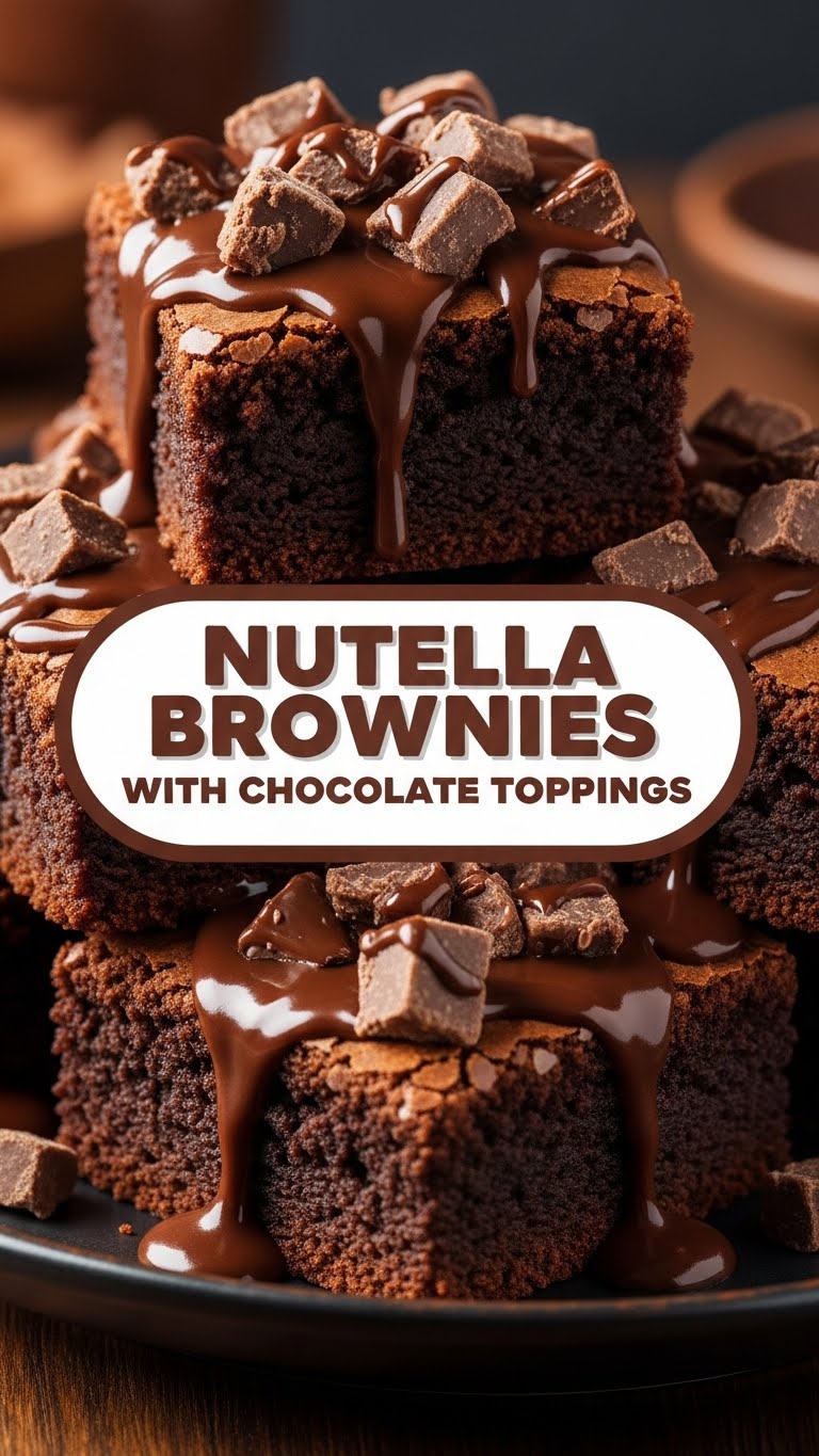 Nutella Brownies With Chocolate Toppings