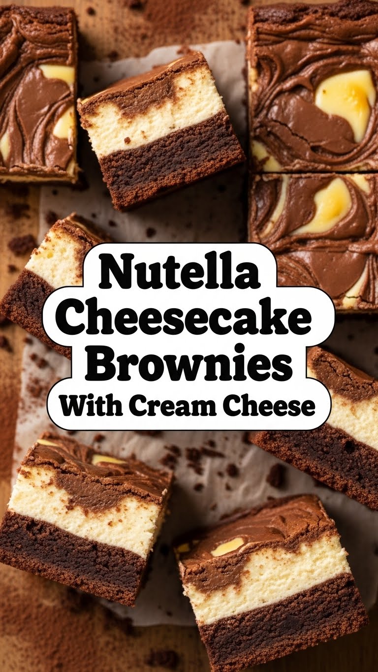 Nutella Cheesecake Brownies With Cream Cheese