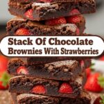 Stack Of Chocolate Brownies With Strawberries