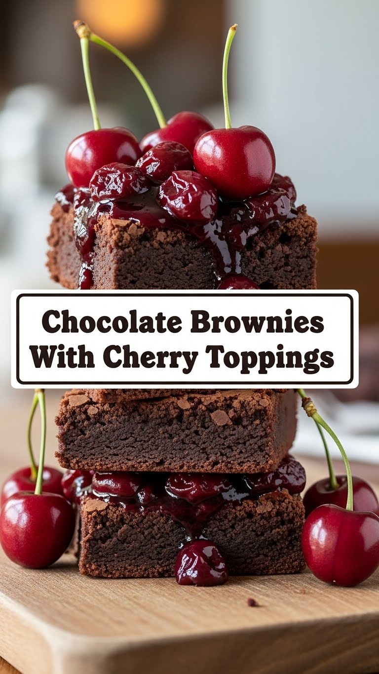 Chocolate Brownies With Cherry Toppings