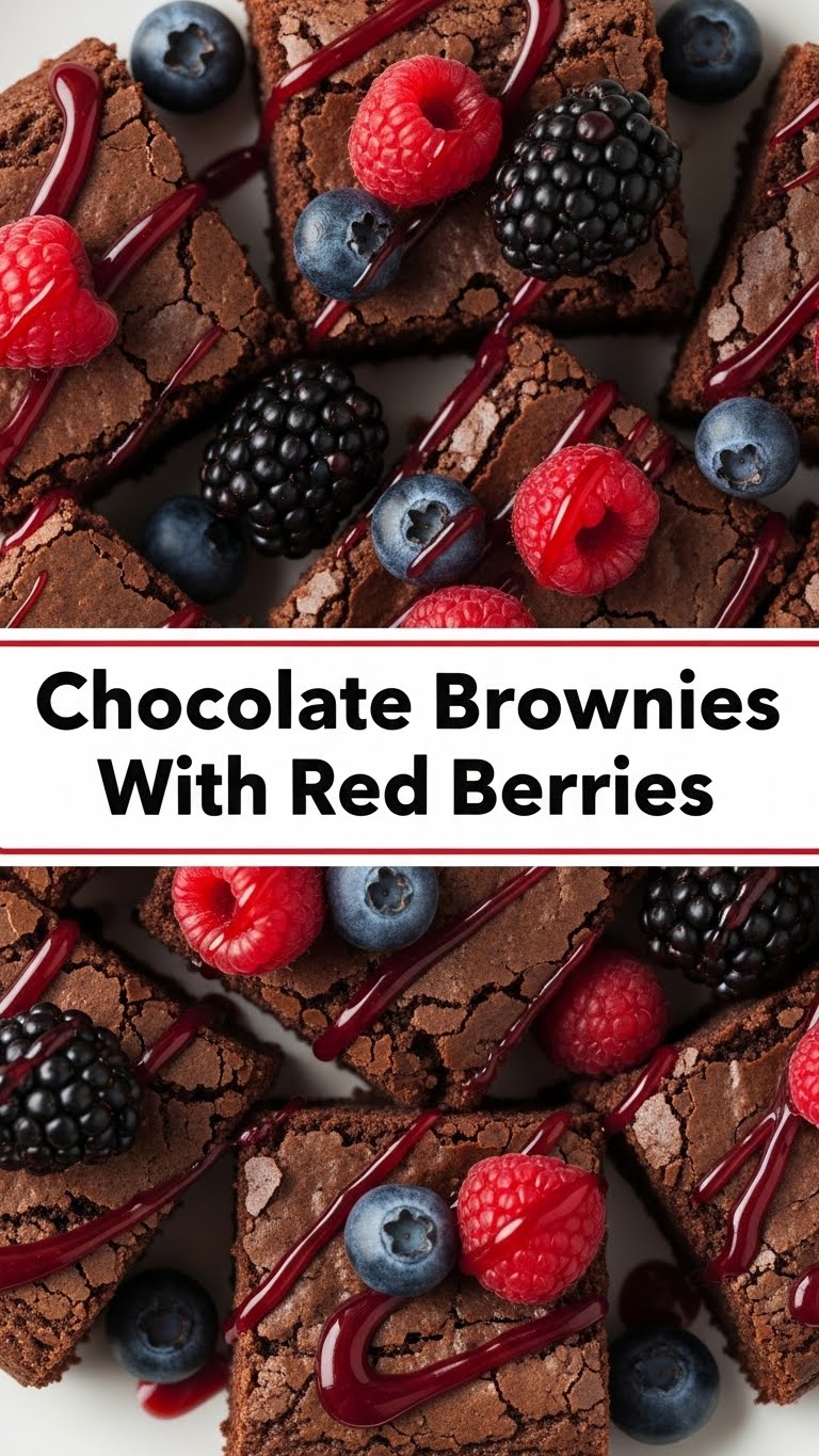 Chocolate Brownies With Red Berries