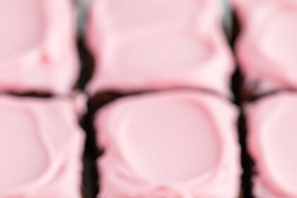 Chocolate Brownies With Pink Frosting