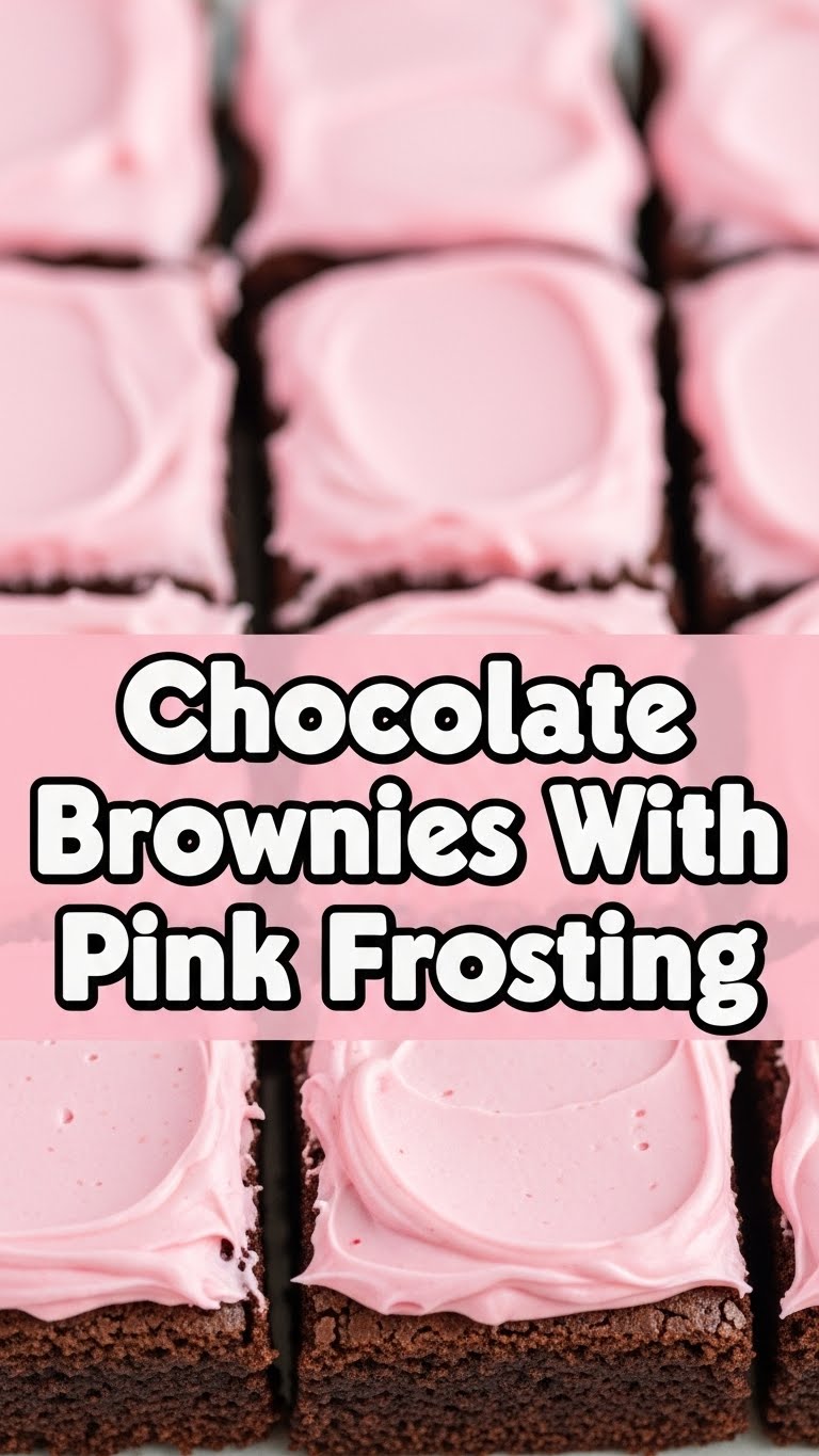 Chocolate Brownies With Pink Frosting