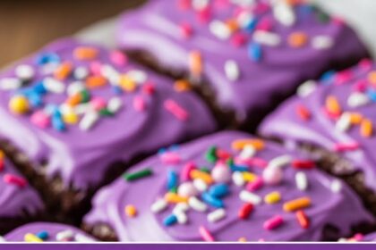 Chocolate Brownies With Purple Frosting