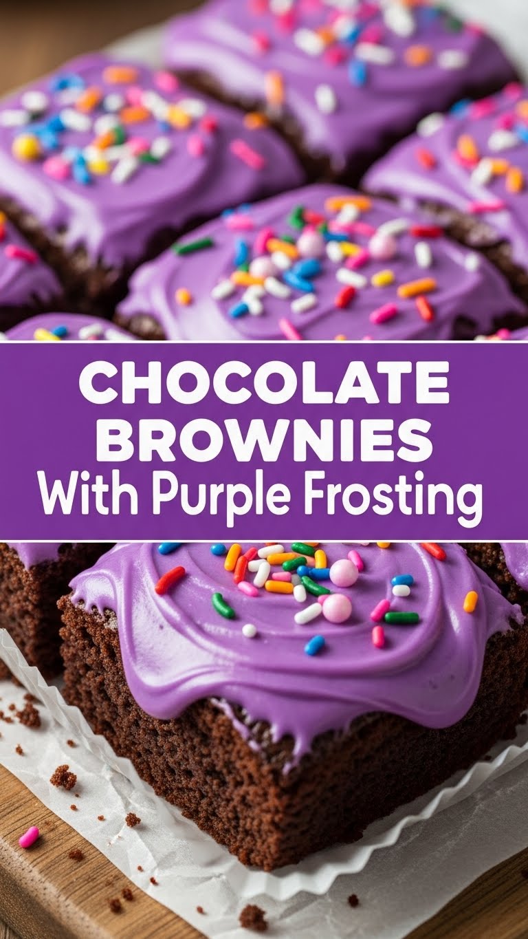 Chocolate Brownies With Purple Frosting