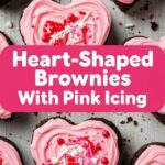 Heart-Shaped Brownies With Pink Icing