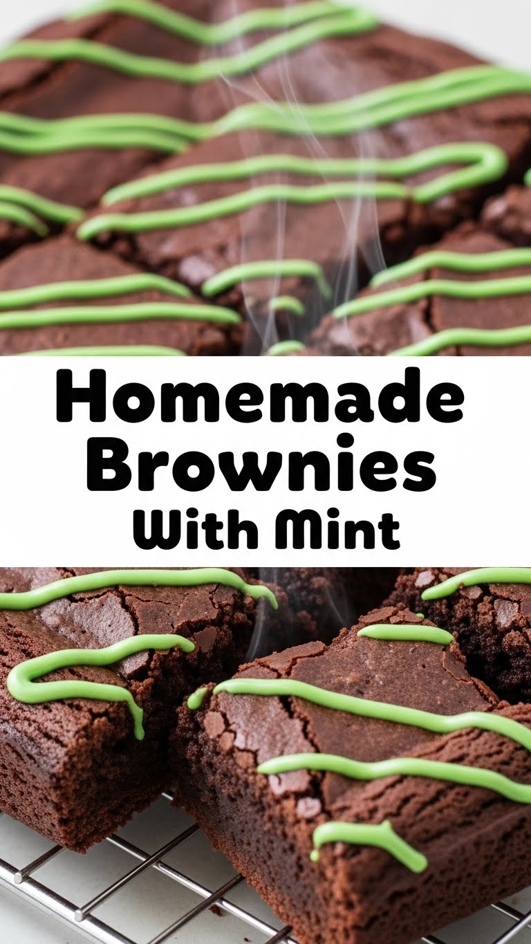 Homemade Brownies With Mint