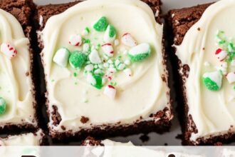Peppermint Brownies With White Frosting