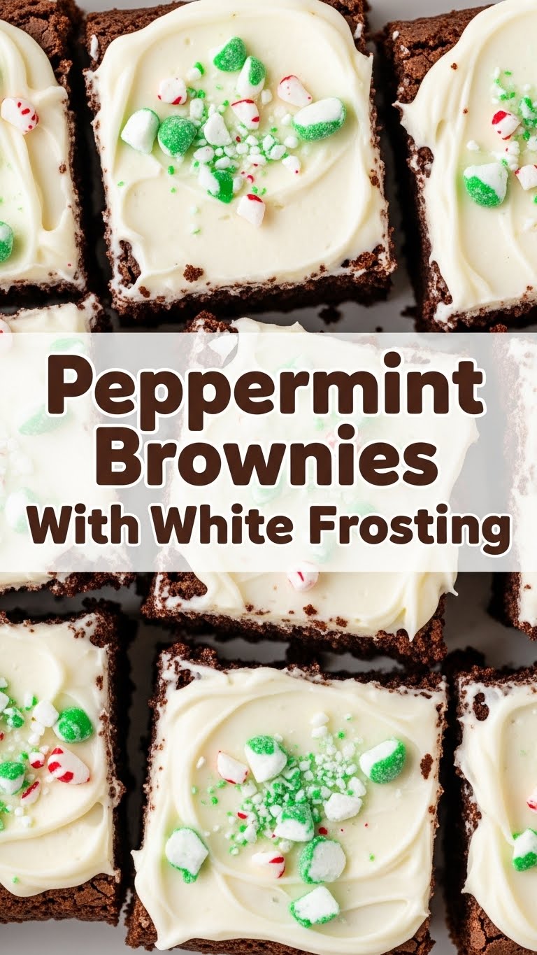 Peppermint Brownies With White Frosting