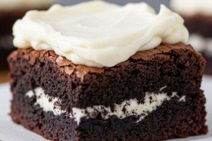 Oreo Stuffed Brownies With Cream Cheese Frosting
