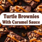 Turtle Brownies With Caramel Sauce