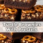 Turtle Brownies With Pretzels