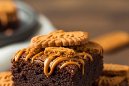 Biscoff Brownies With Cookie Topping