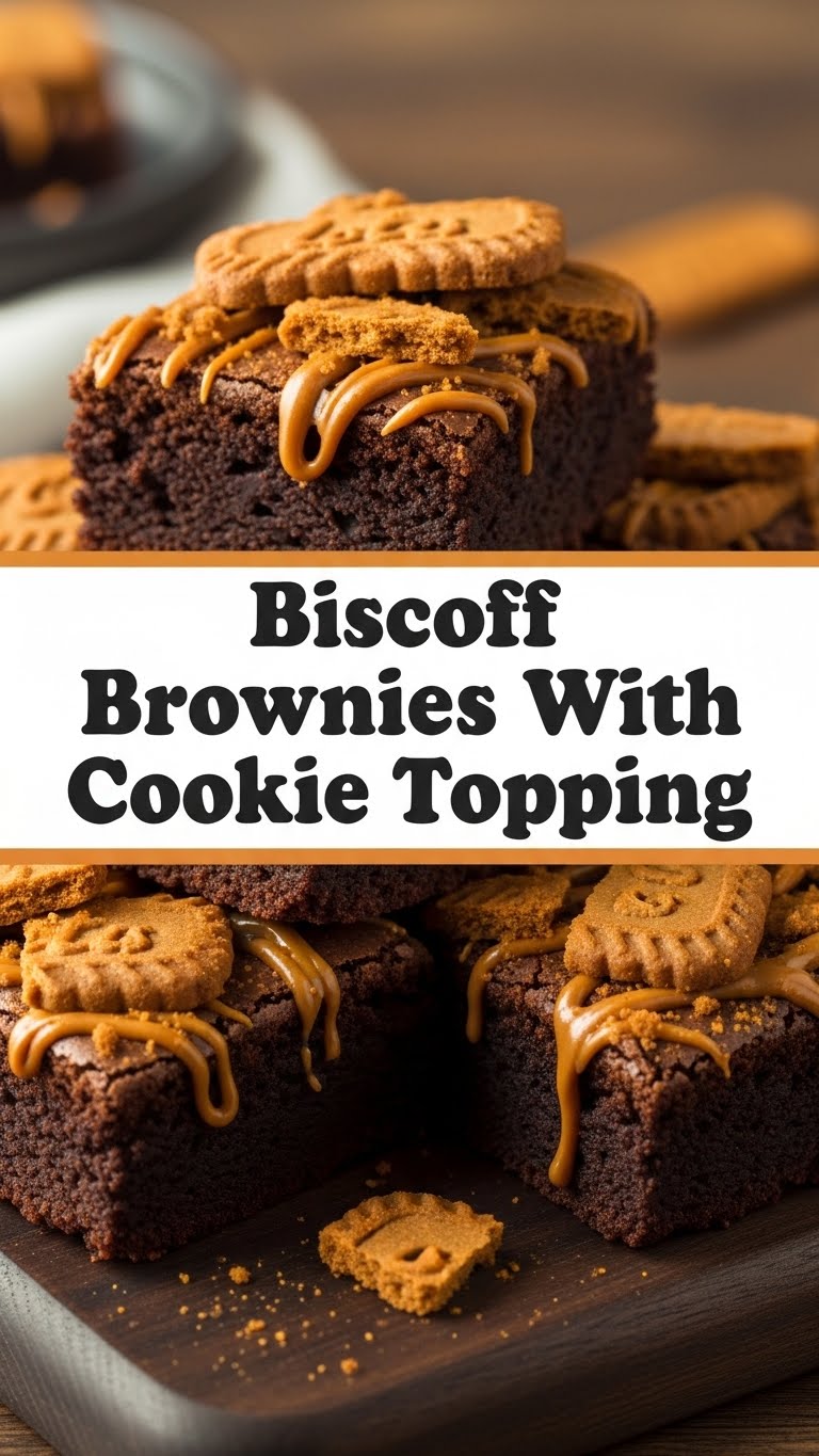 Biscoff Brownies With Cookie Topping
