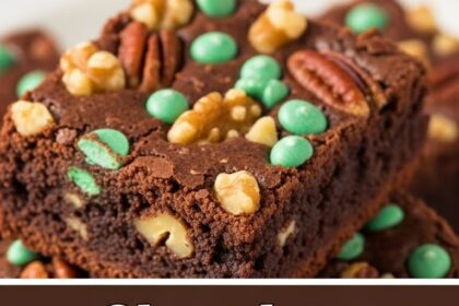 Chocolate Brownies With Nuts And Mint