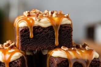 Turtle Brownies With Caramel Frosting