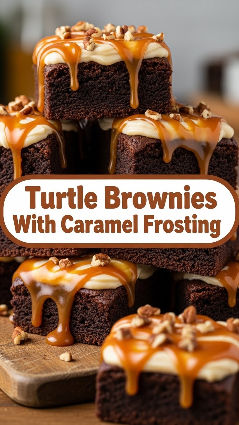 Turtle Brownies With Caramel Frosting