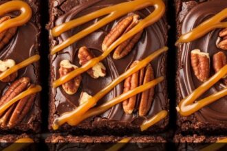 Turtle Brownies With Fudge Topping