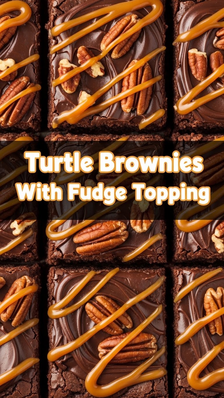 Turtle Brownies With Fudge Topping