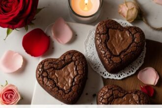 Heart-Shaped Brownies With Love Theme