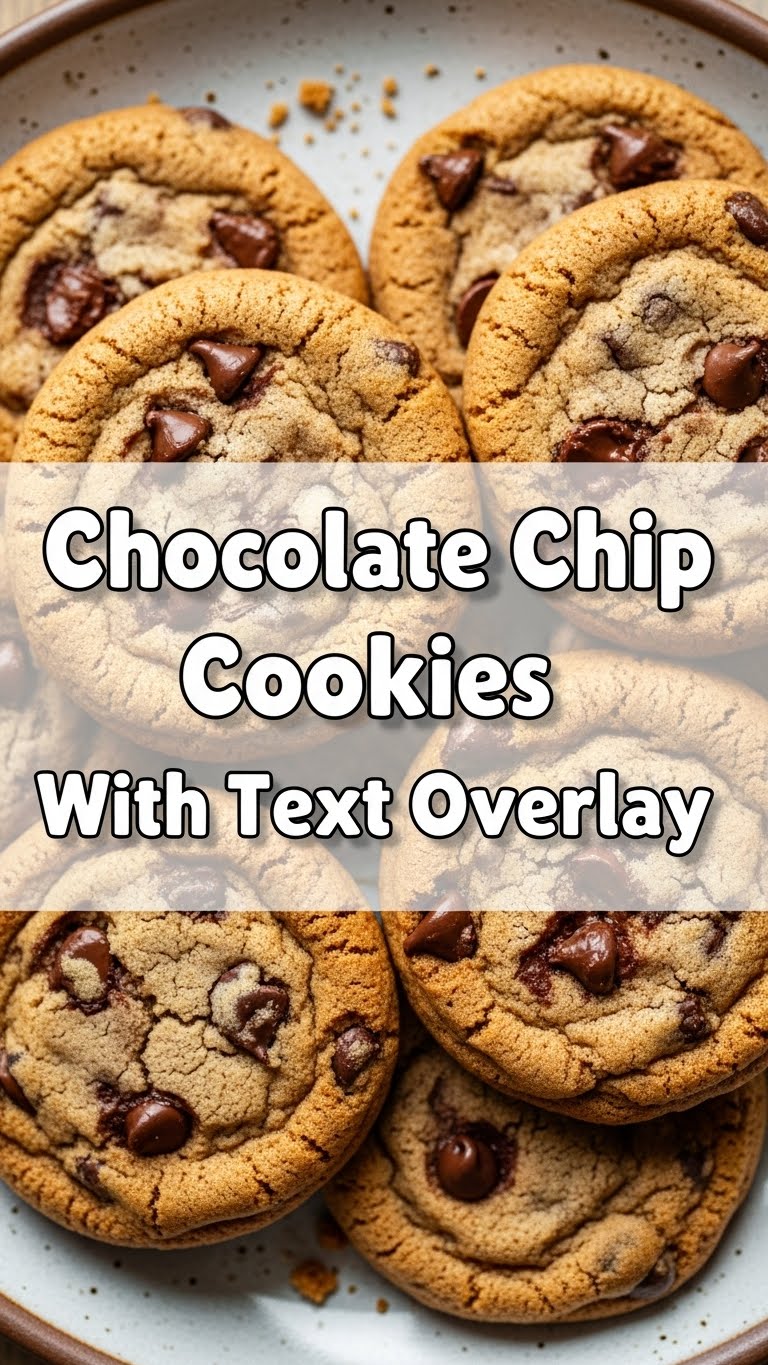 Chocolate Chip Cookies With Text Overlay