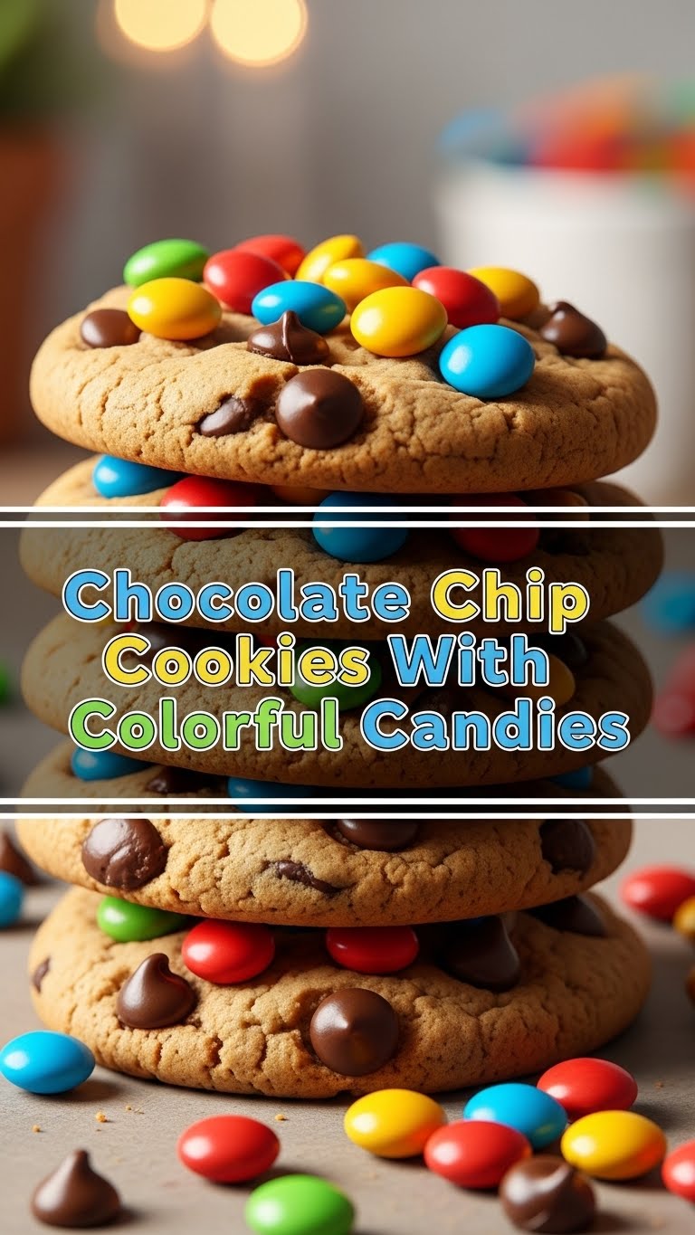 Chocolate Chip Cookies With Colorful Candies