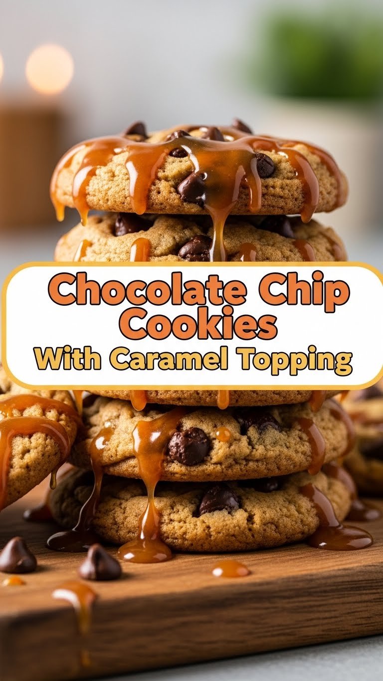Chocolate Chip Cookies With Caramel Topping