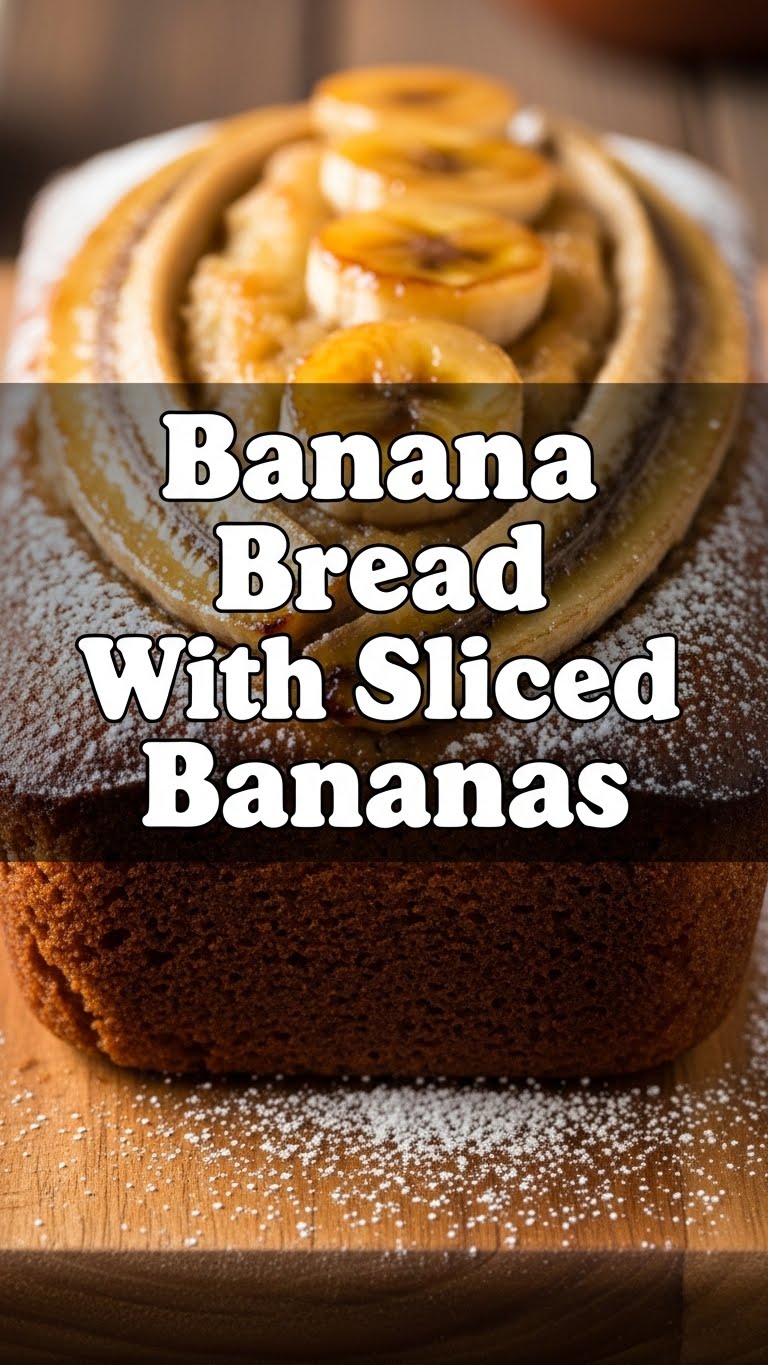 Banana Bread With Sliced Bananas
