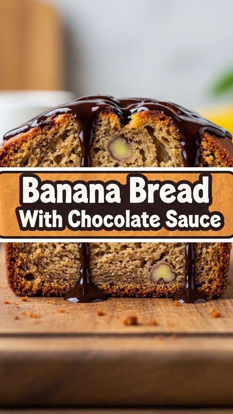 Banana Bread With Chocolate Sauce