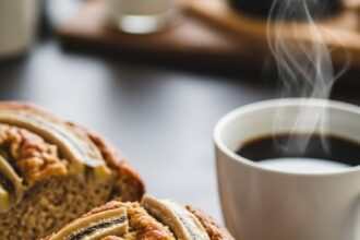 Slice Of Banana Bread With Coffee