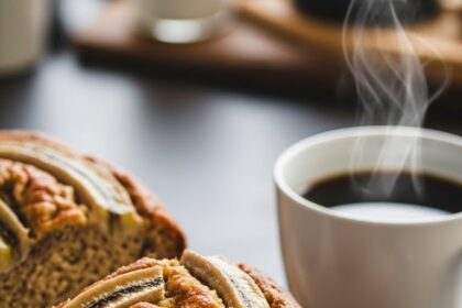 Slice Of Banana Bread With Coffee