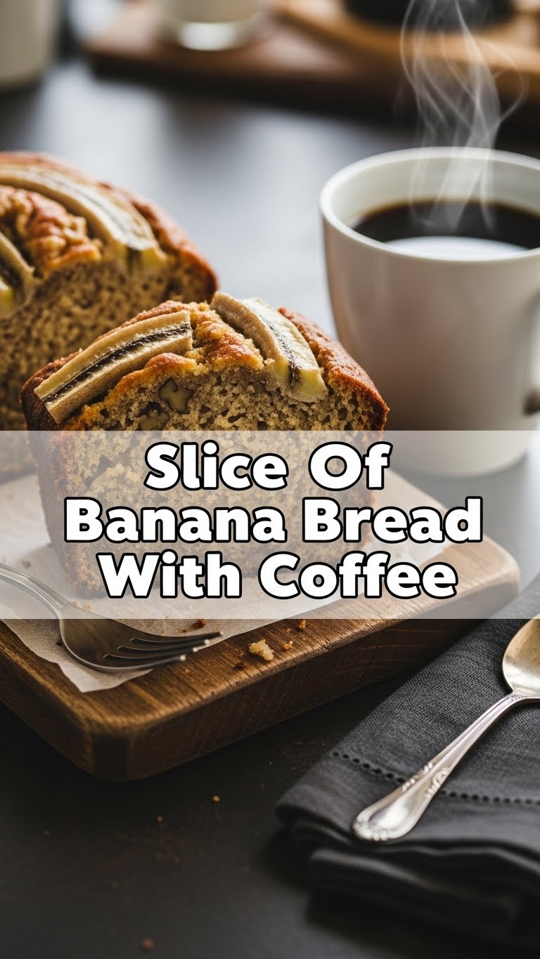 Slice Of Banana Bread With Coffee