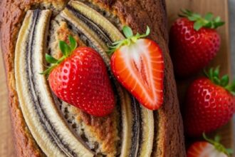Homemade Banana Bread With Strawberries