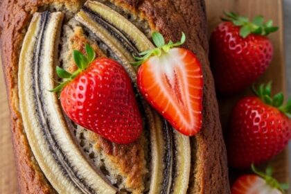 Homemade Banana Bread With Strawberries