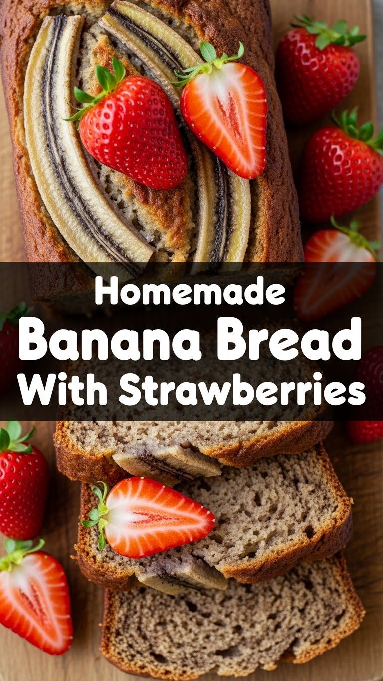 Homemade Banana Bread With Strawberries