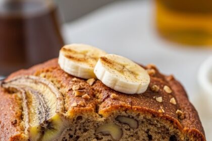 Slice Of Banana Bread With Yogurt