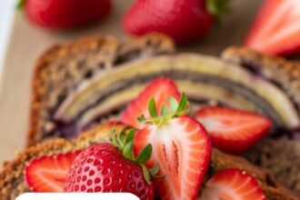 Slice Of Banana Bread With Strawberries
