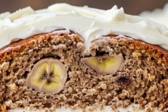 Sliced Banana Bread With Frosting