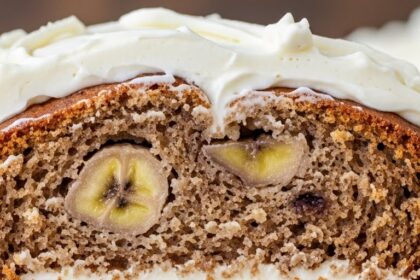 Sliced Banana Bread With Frosting