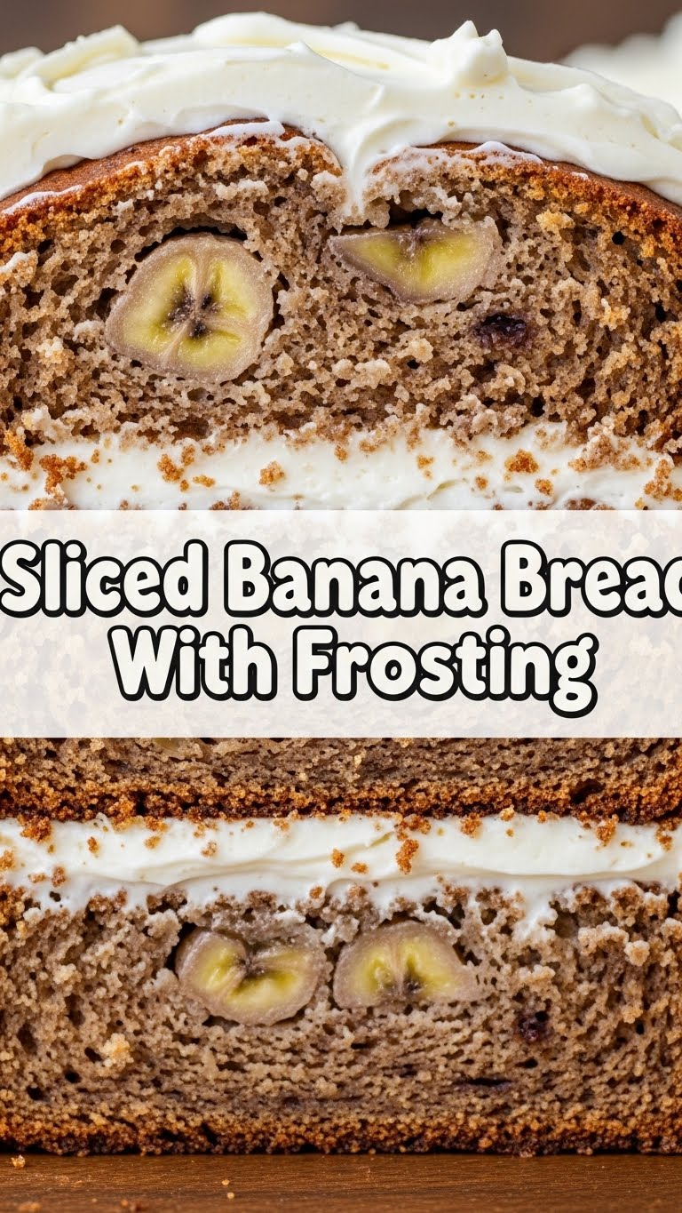 Sliced Banana Bread With Frosting