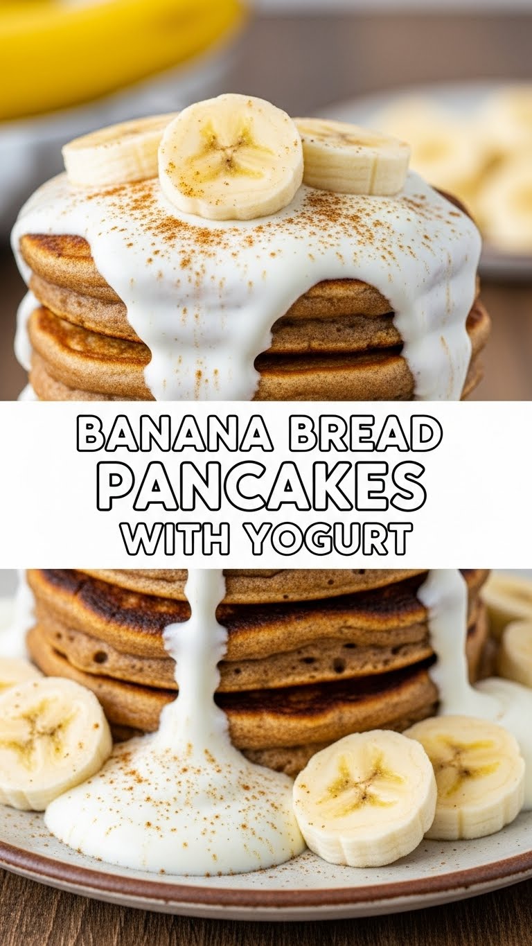 Banana Bread Pancakes With Yogurt