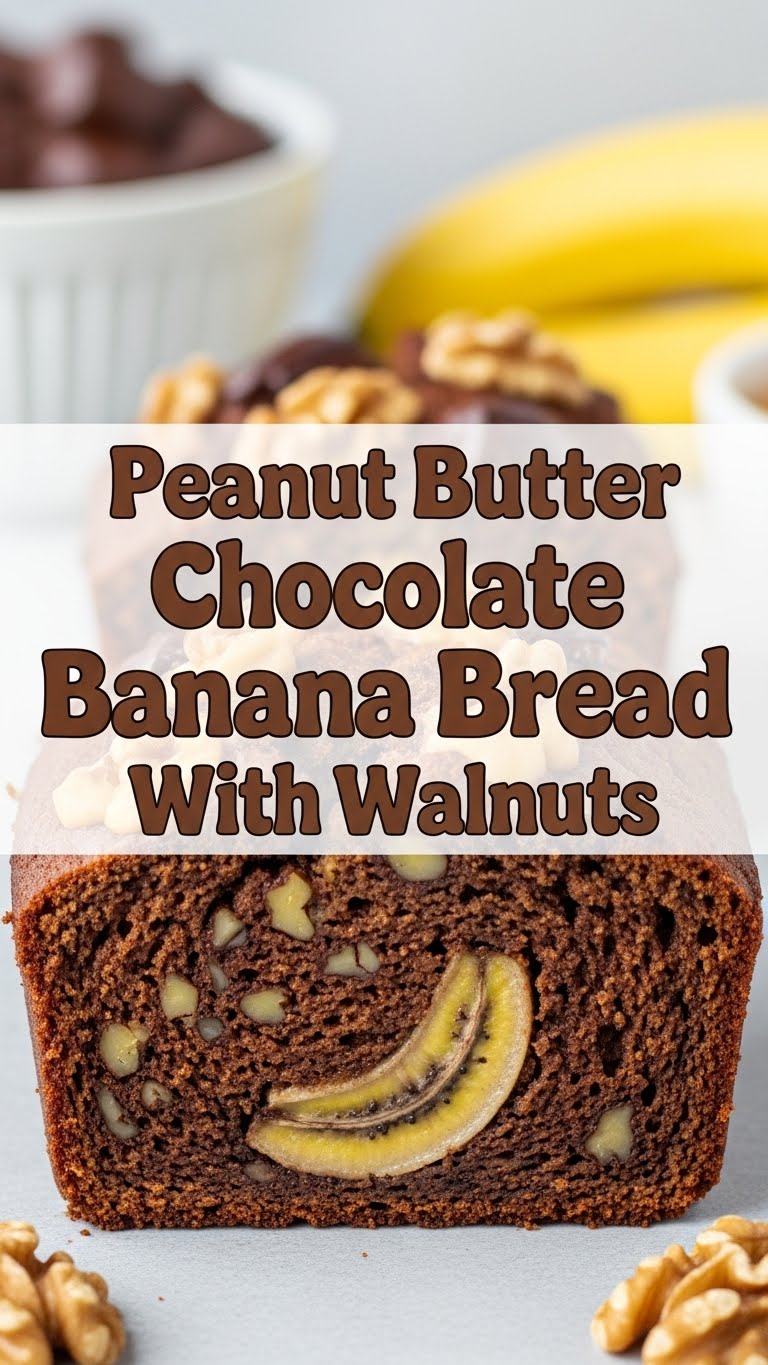 Peanut Butter Chocolate Banana Bread With Walnuts