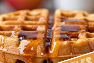 Apple Pie Waffles With Syrup