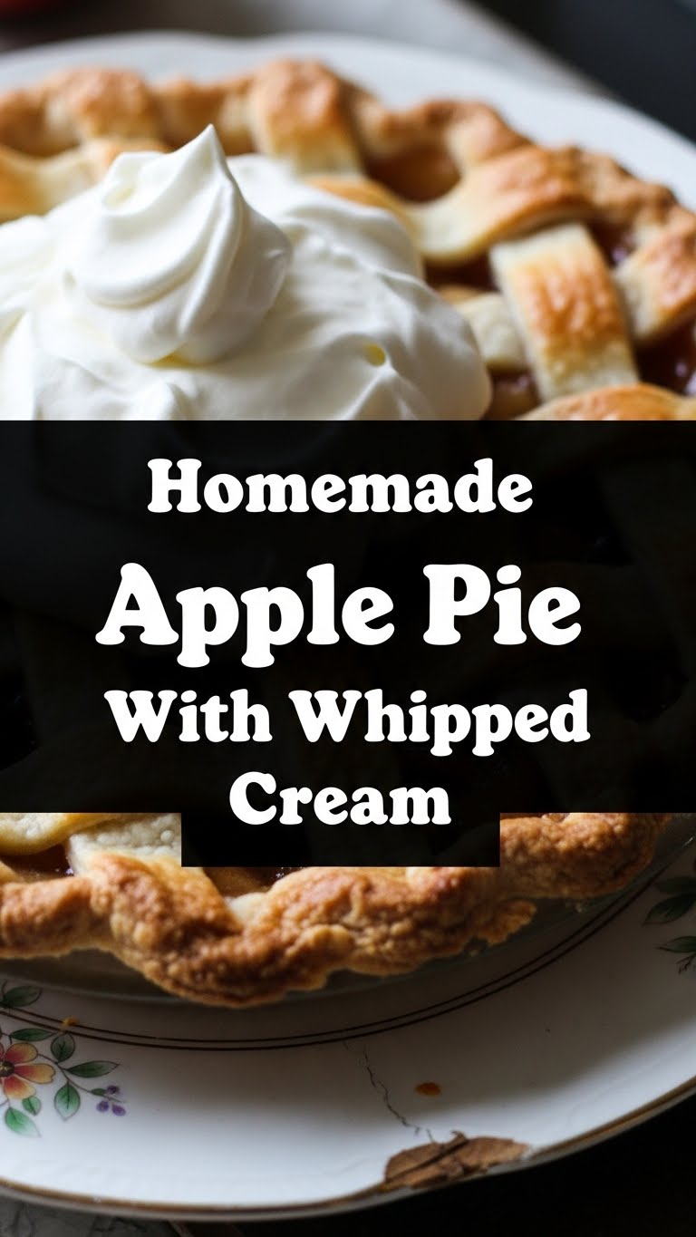 Homemade Apple Pie With Whipped Cream