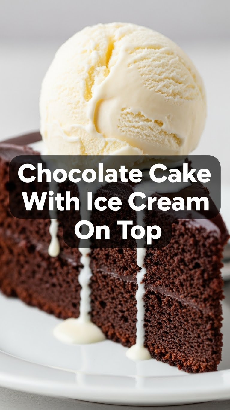Chocolate Cake With Ice Cream On Top
