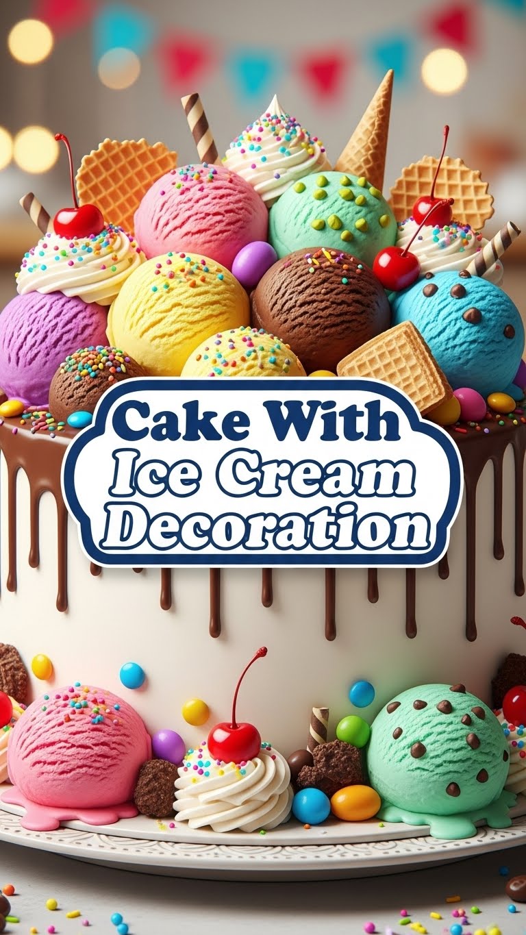 Cake With Ice Cream Decoration