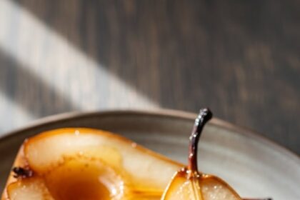 Baked Pear With Ice Cream