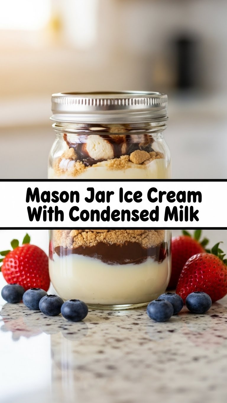 Mason Jar Ice Cream With Condensed Milk