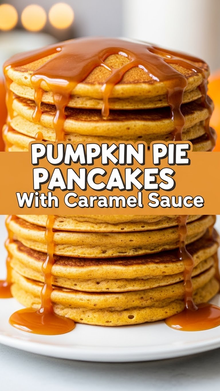 Pumpkin Pie Pancakes With Caramel Sauce
